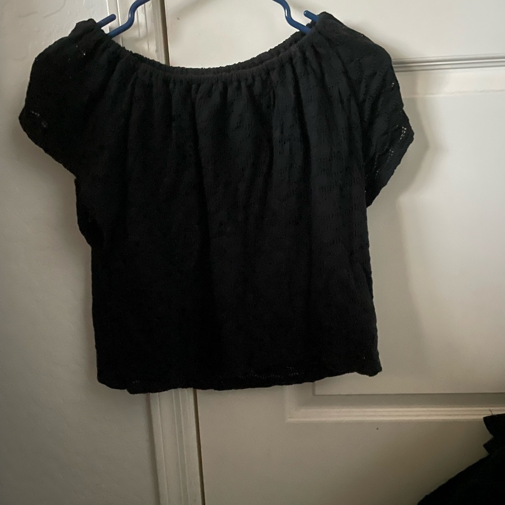 Off the shoulder black shirt!